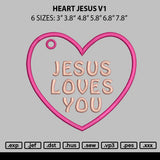 Heart Jesus V1 Embroidery File 6 sizes
