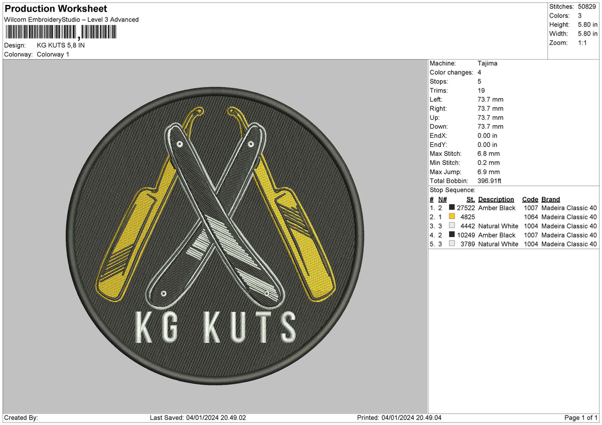 Kuts Circle Embroidery File 6 sizes