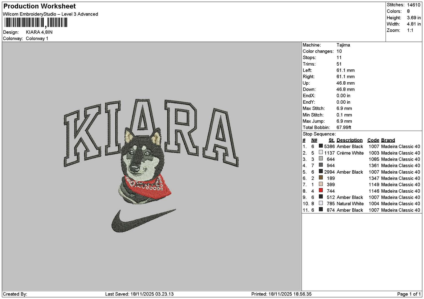 Kiara 1811 Embroidery File 6 sizes