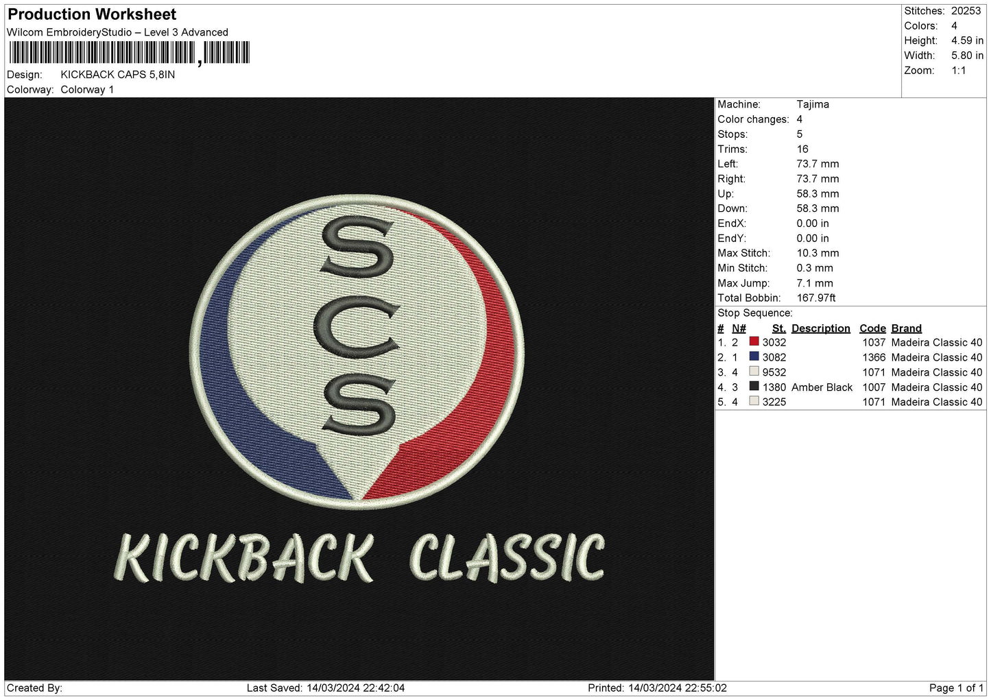 KICKBACK caps Embroidery File 6 size