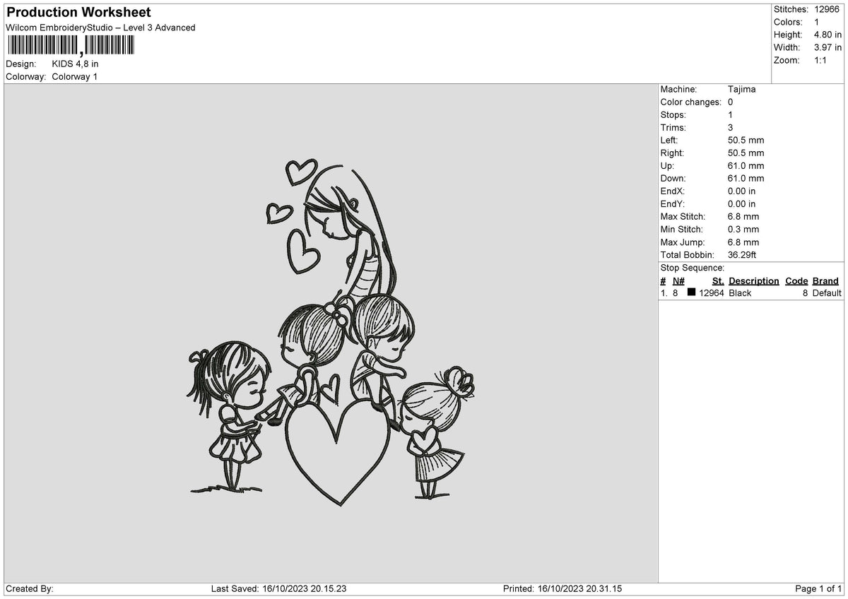 Kids Embroidery File 6 sizes