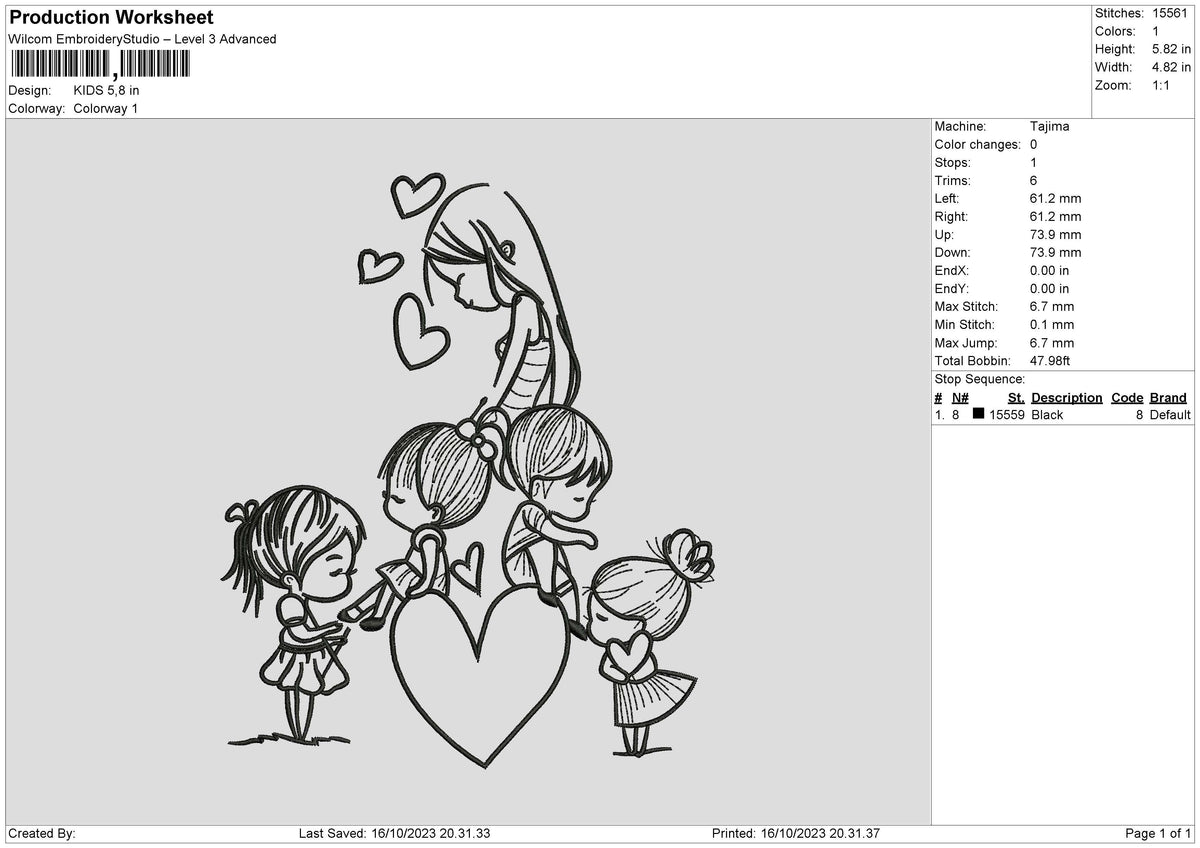Kids Embroidery File 6 sizes