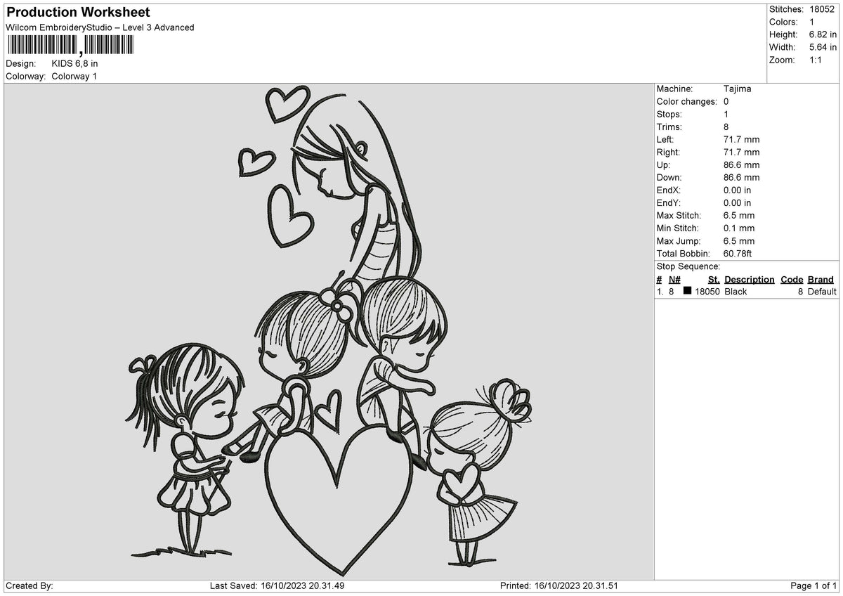 Kids Embroidery File 6 sizes