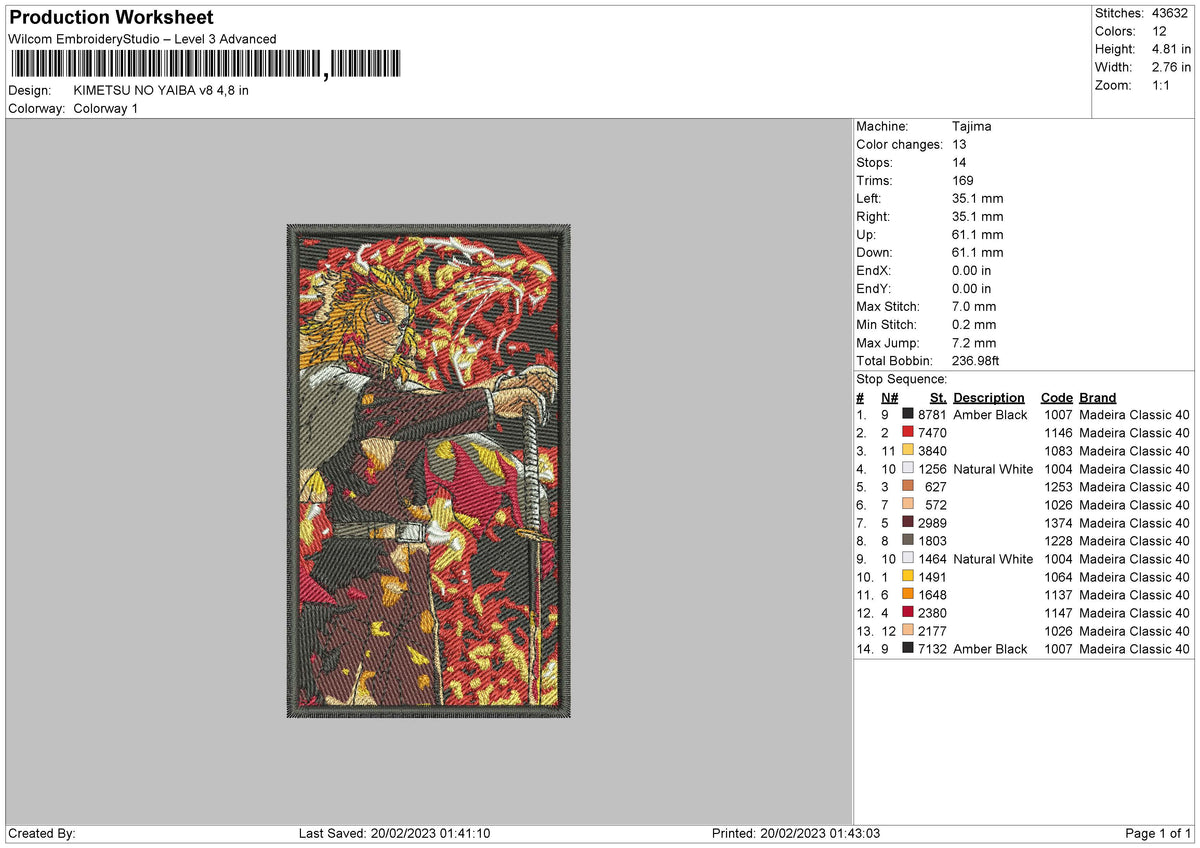Kimetsu Ny V8 Embroidery File 6 sizes