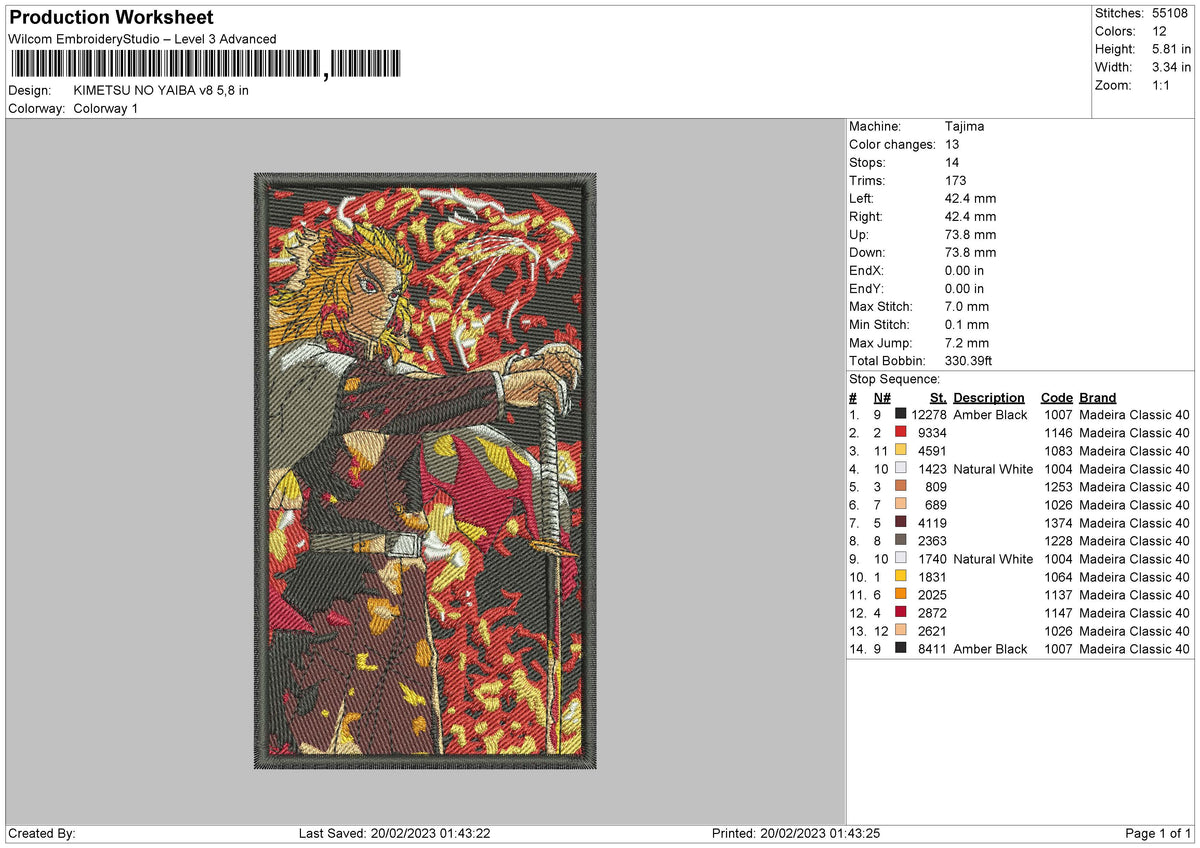 Kimetsu Ny V8 Embroidery File 6 sizes
