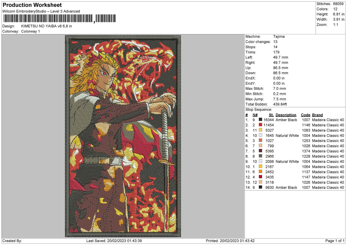 Kimetsu Ny V8 Embroidery File 6 sizes