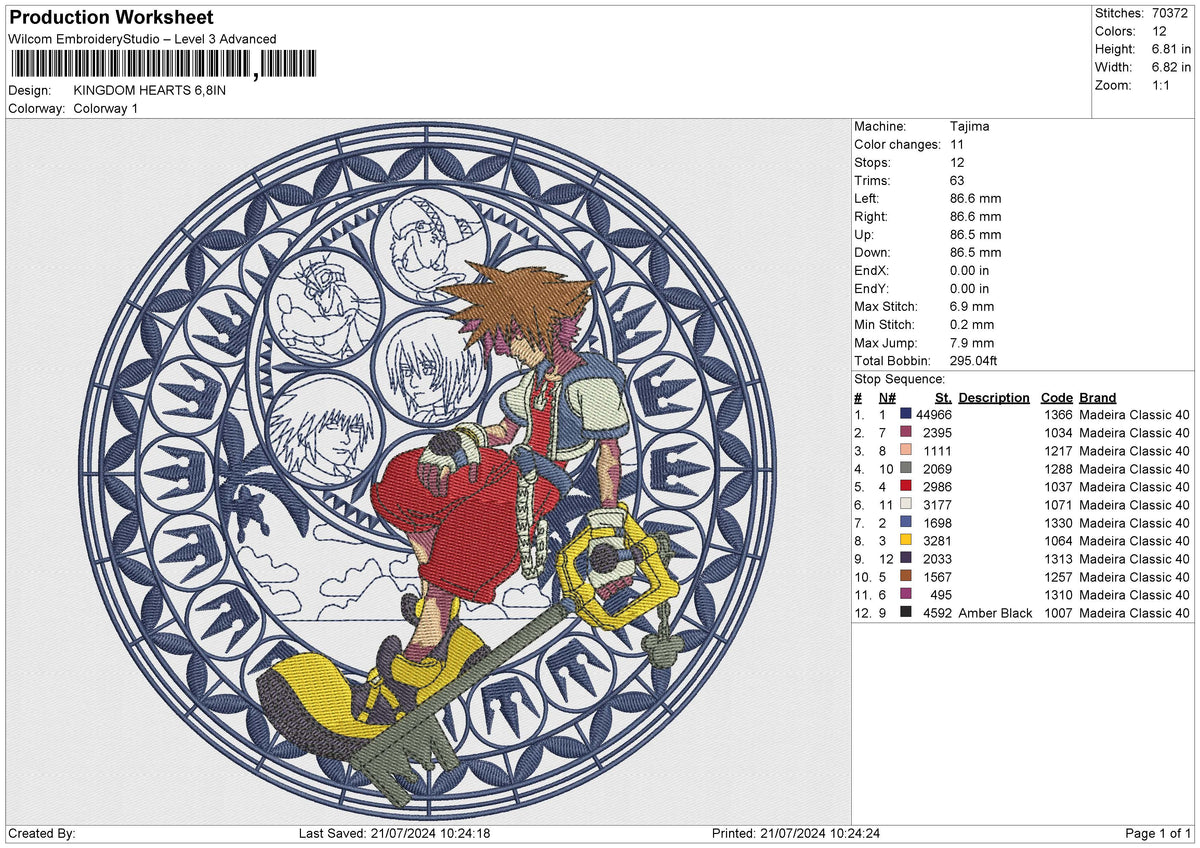 KINGDOM HEARTS NO FILL Embroidery File 6 size