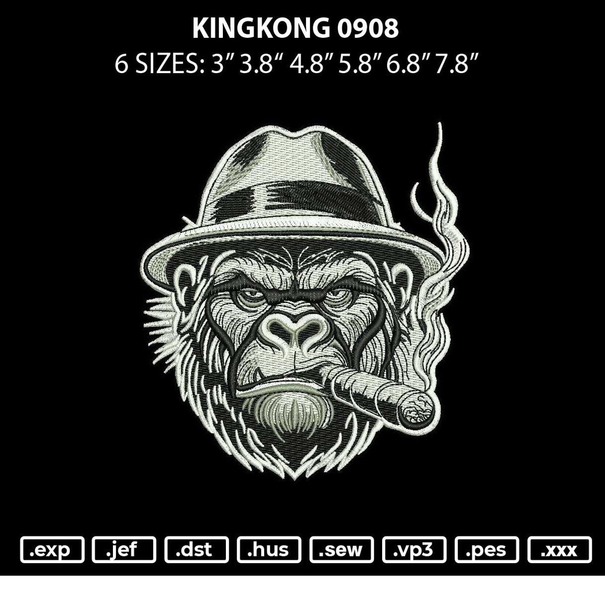 Kingkong 0908 Embroidery File 6 sizes