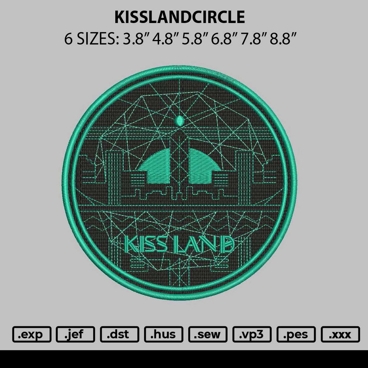 KisslandCirlce Embroidery File 6 sizes