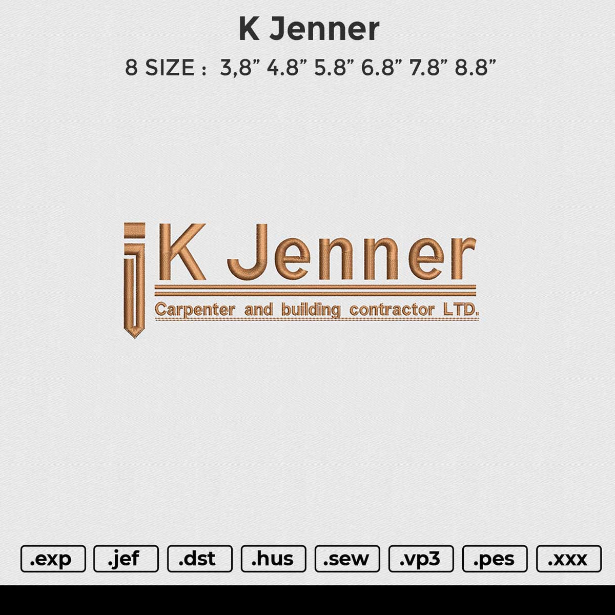 K Jenner Embroidery File 6 size