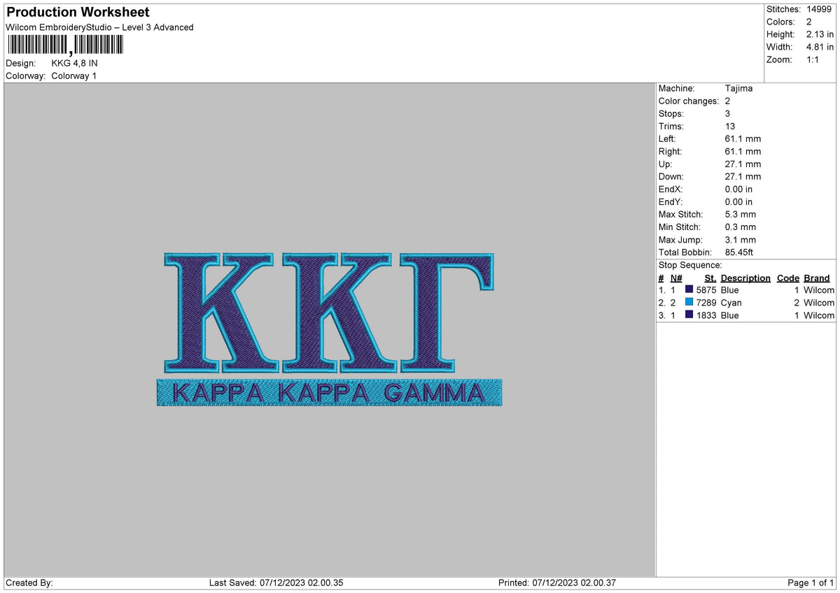 Kkg Embroidery File 6 sizes