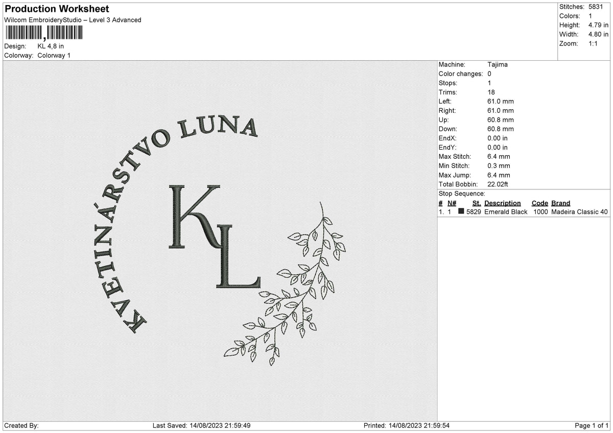 KVETINARSTVO LUNA  Embroidery File 6 size