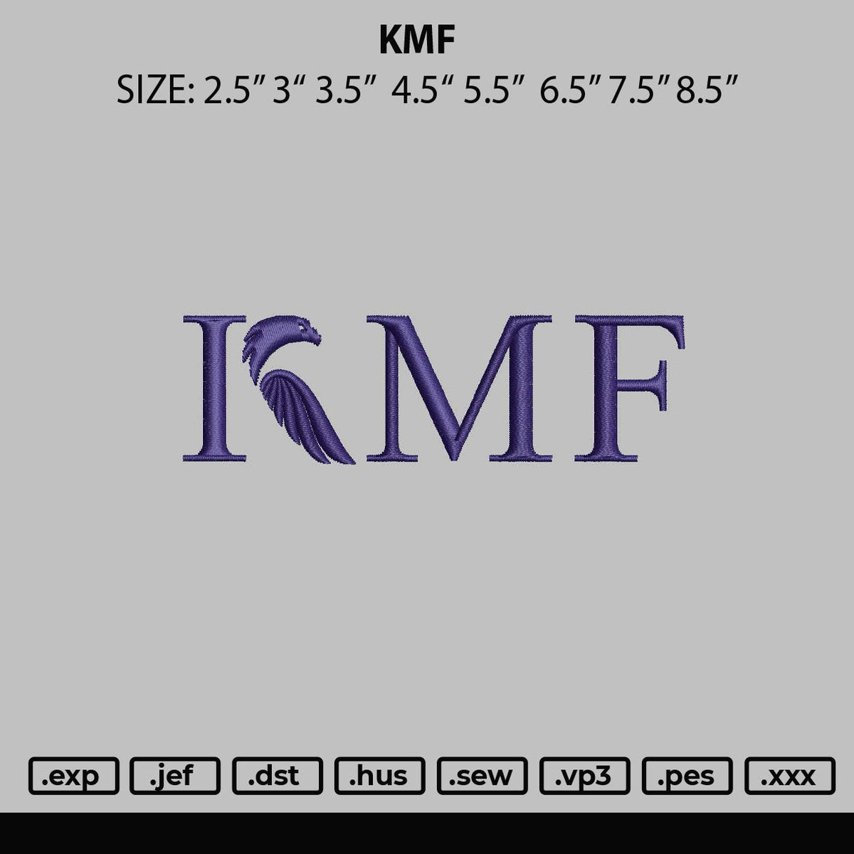 Kmf Embroidery File 6 sizes