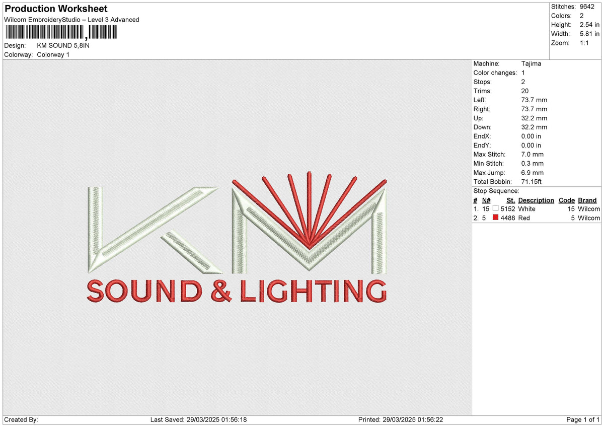 KM SOUND Embroidery File 6 size