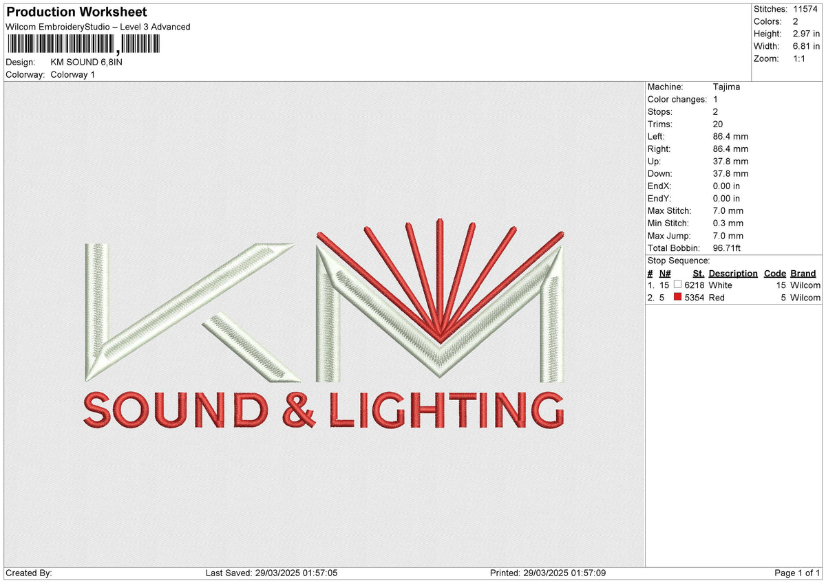 KM SOUND Embroidery File 6 size