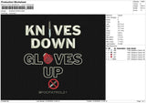 KNIVES DOWN Embroidery File 6 size