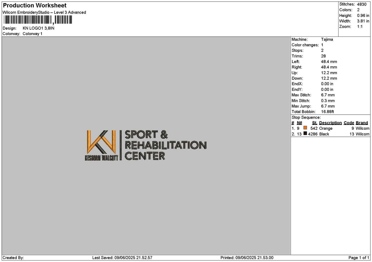 Kn Text V1 Embroidery File 6 sizes