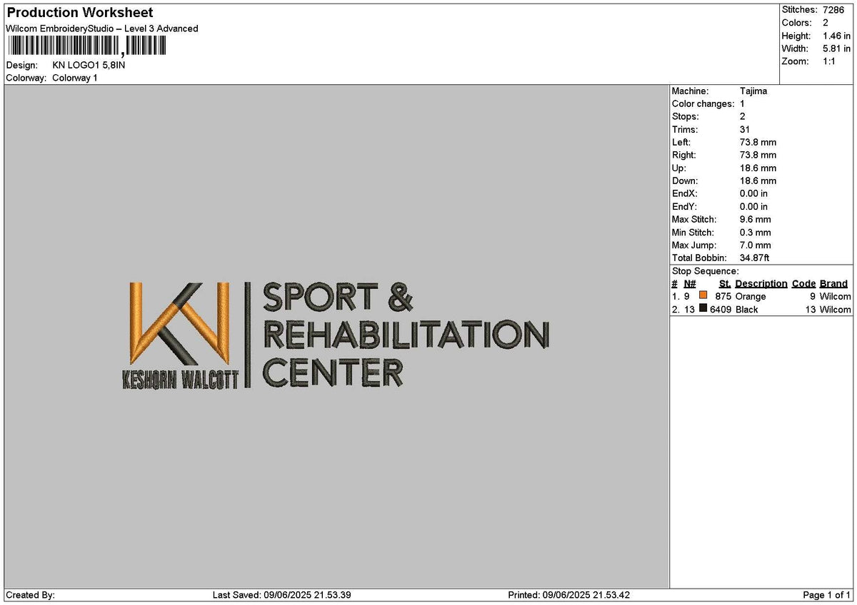 Kn Text V1 Embroidery File 6 sizes