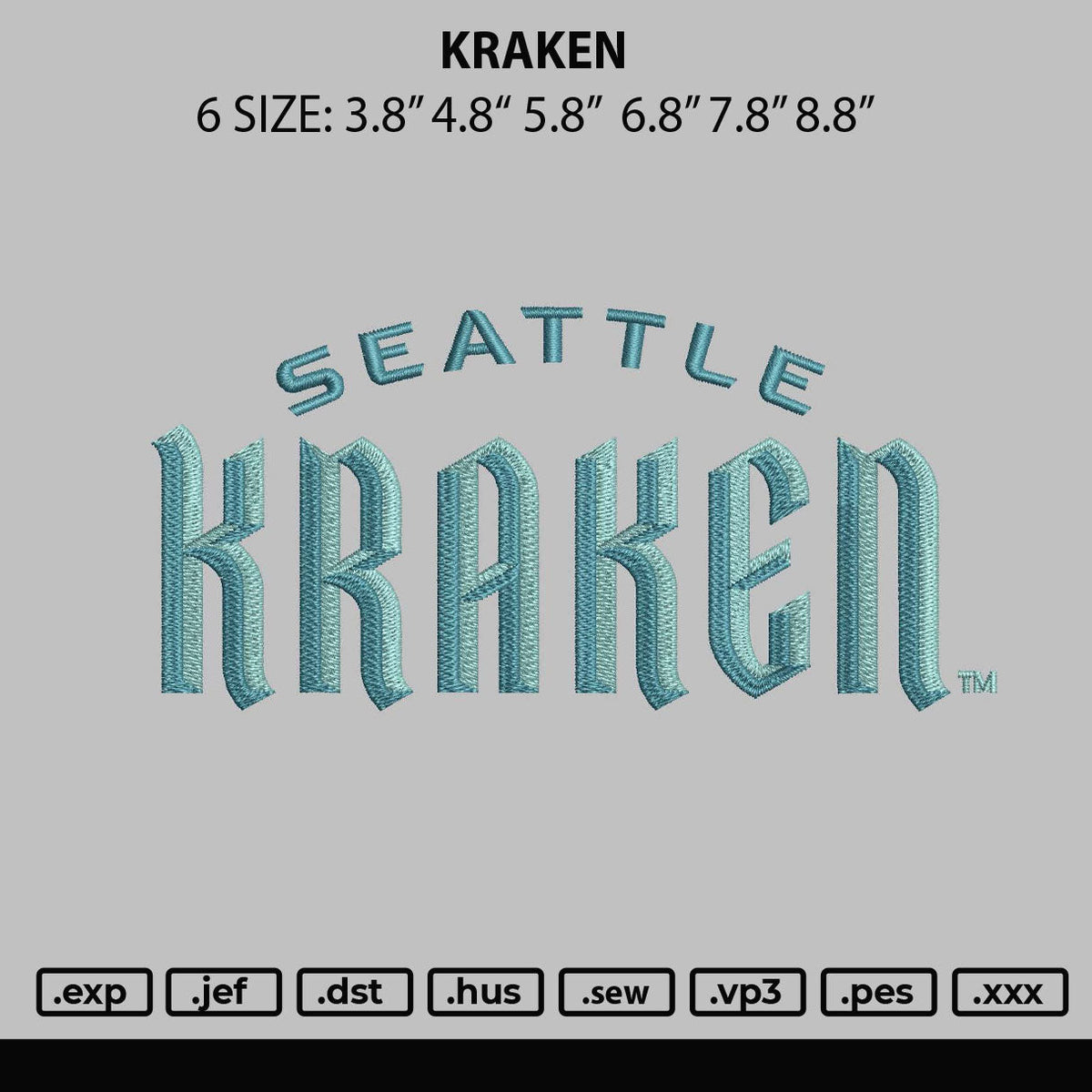 Kraken Embroidery File 6 sizes