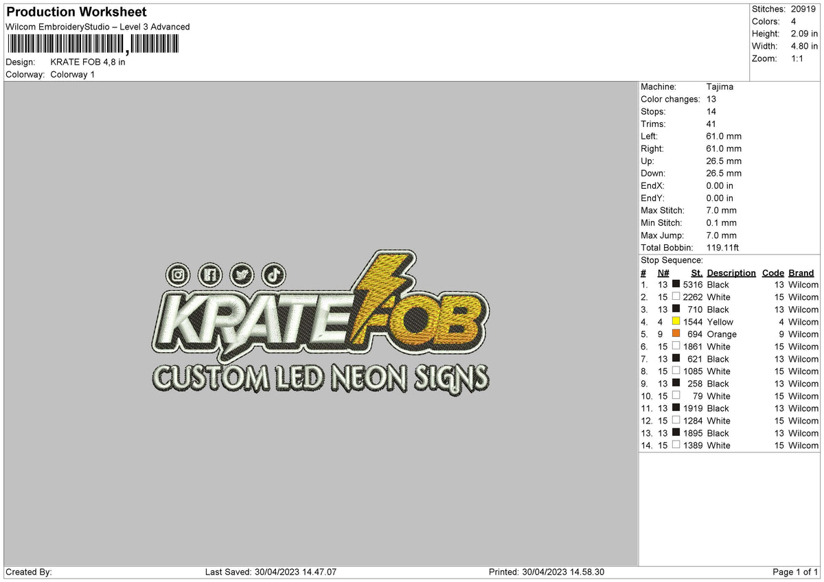 Krate Fob Embroidery File 6 sizes