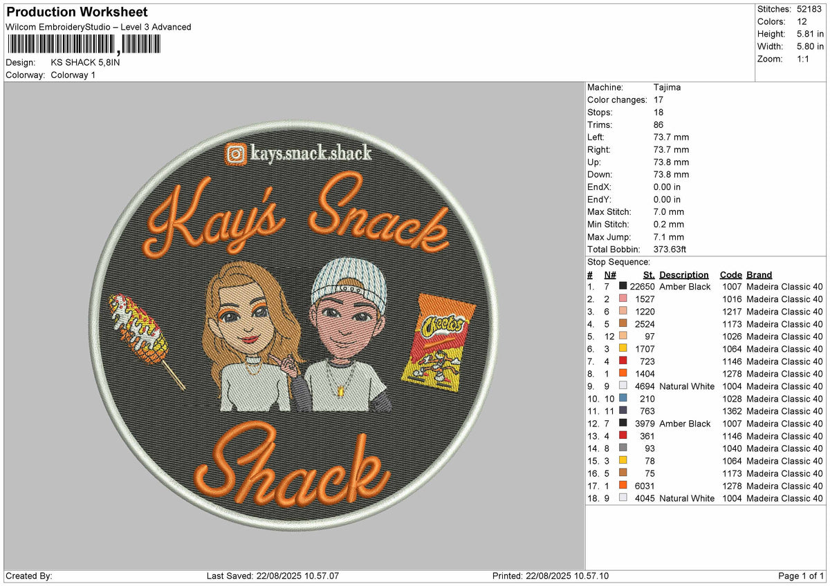 KS SHACK Embroidery File 6 sizes