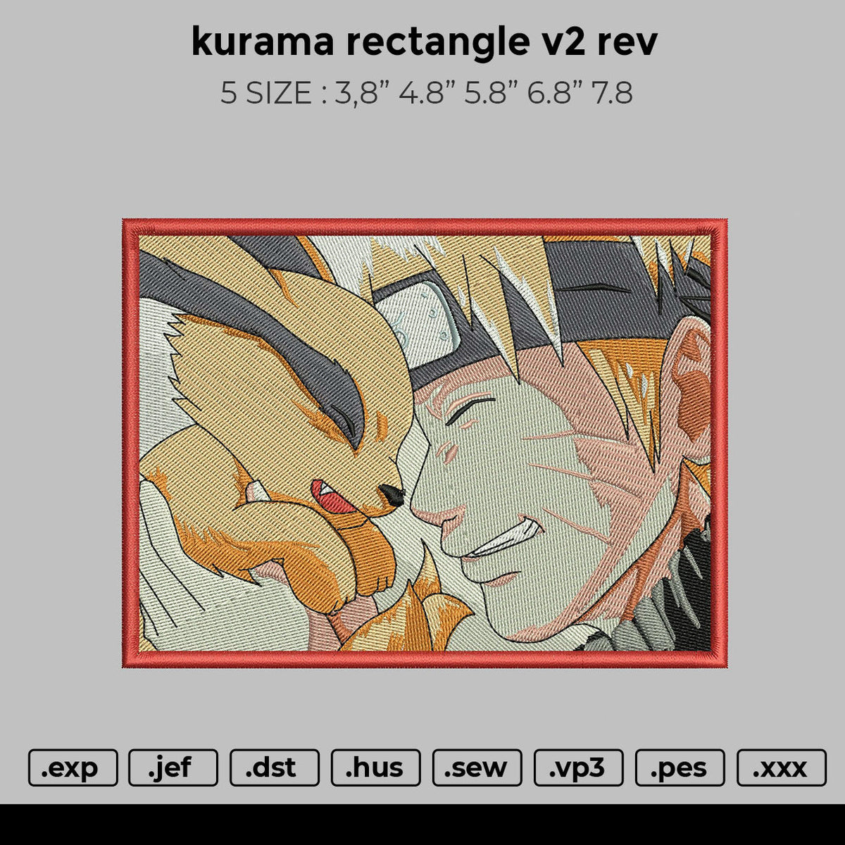 kurama rectangle v2 rev Embroidery