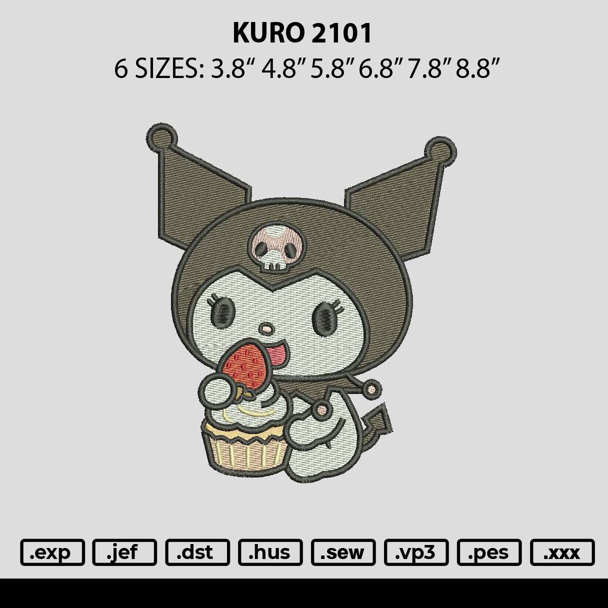 Kuro 2101 Embroidery File 6 sizes