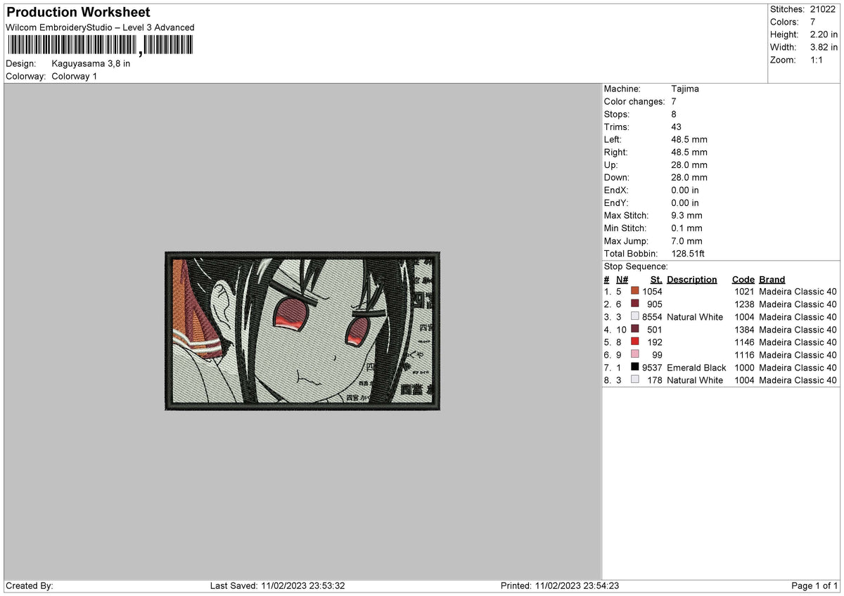Kaguyasama Embroidery File 6 sizes