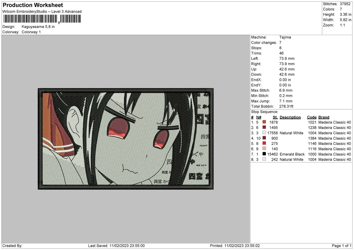 Kaguyasama Embroidery File 6 sizes