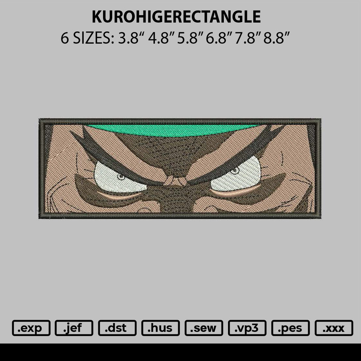 Kurohigerectangle Embroidery File 6 sizes