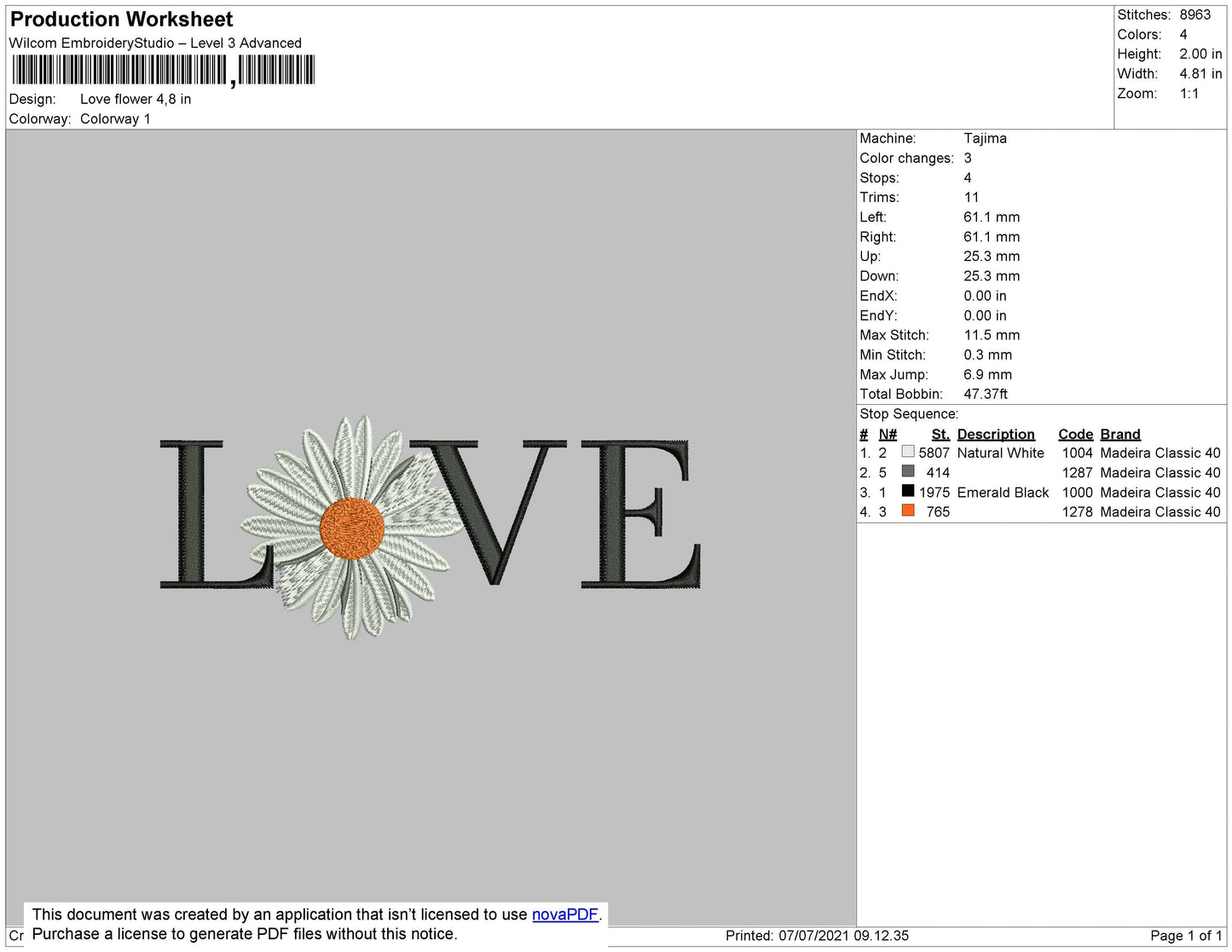 Love Flower Embroidery