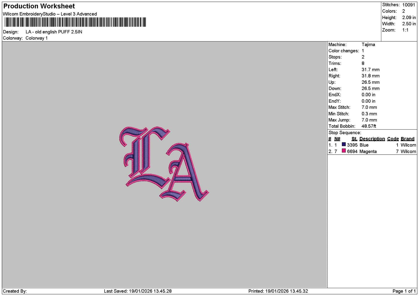 Latext Puff 1901 Embroidery File 6 sizes