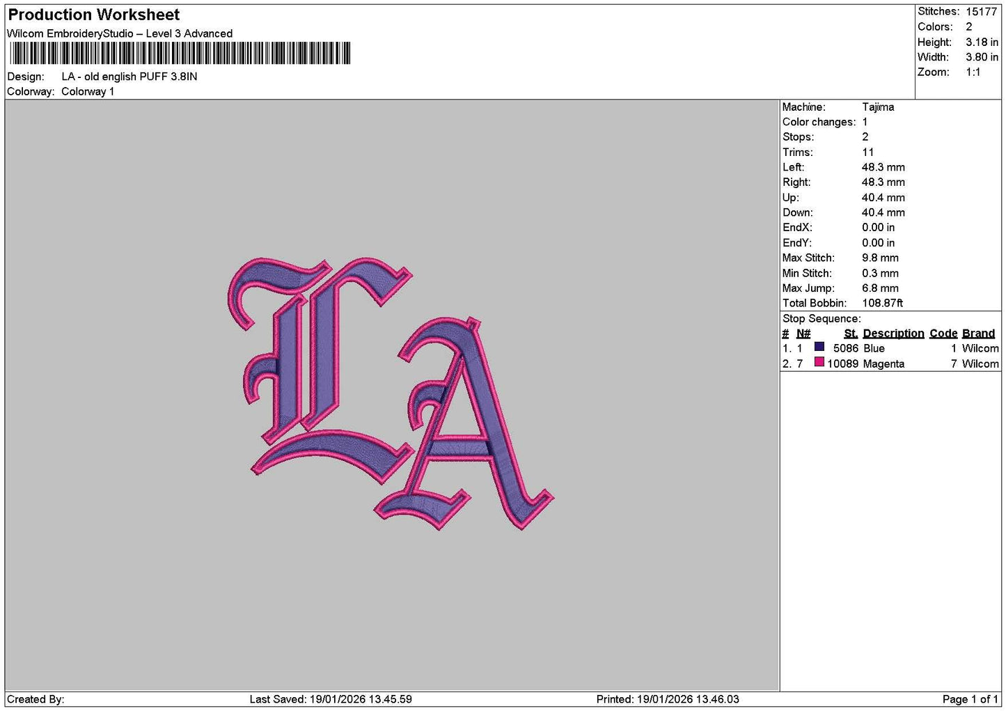 Latext Puff 1901 Embroidery File 6 sizes