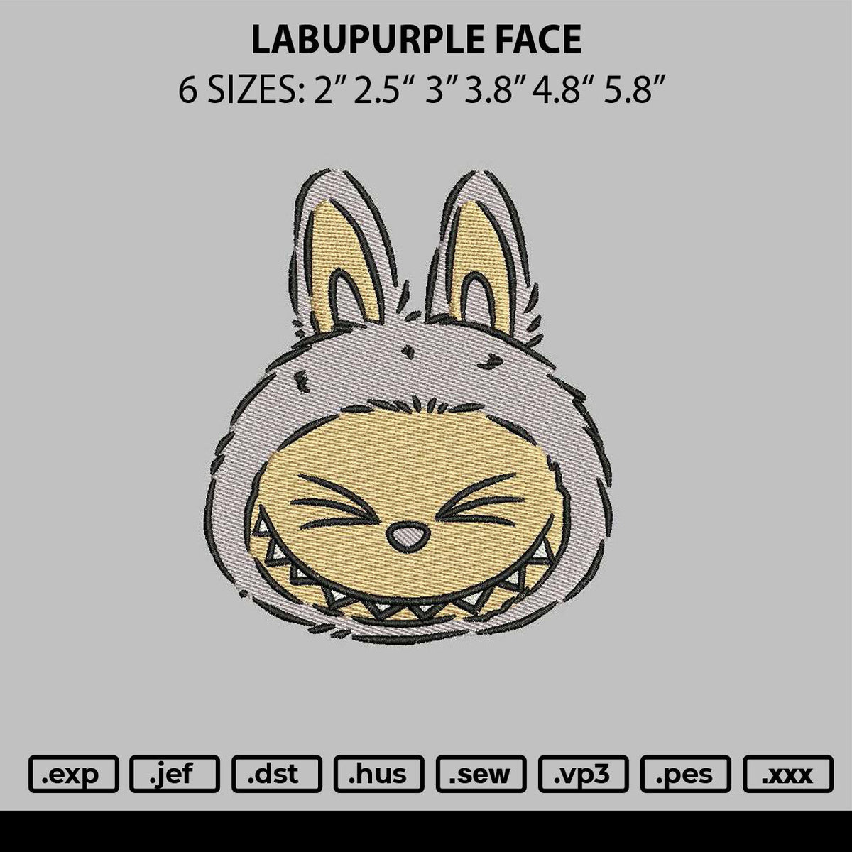 Labupurple Face Embroidery File 6 sizes