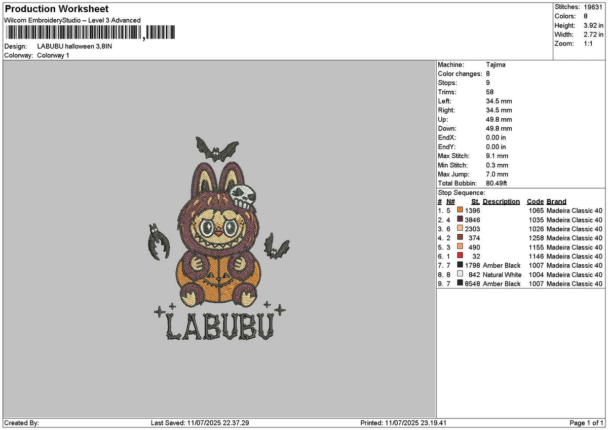 Labu Halloween Embroidery File 6 sizes