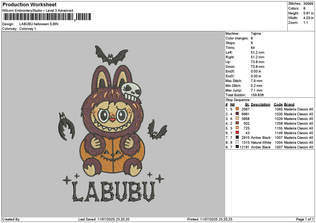 Labu Halloween Embroidery File 6 sizes