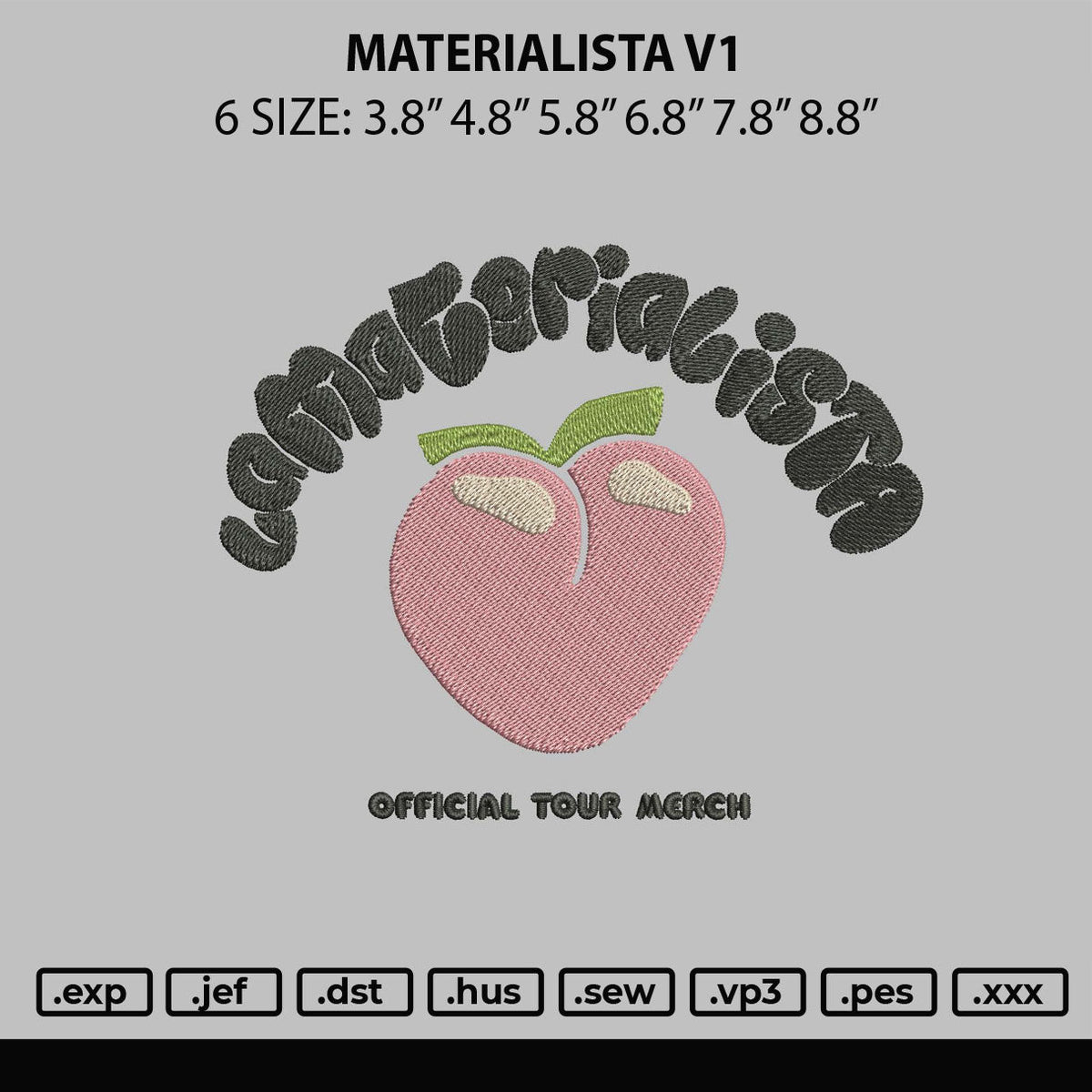 Materialista V1 Embroidery File 6 sizes