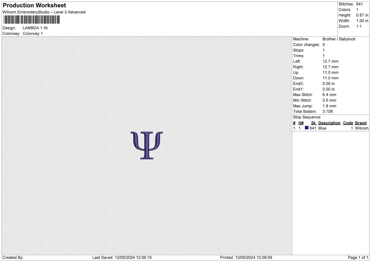 LAMBDA Embroidery File 6 size