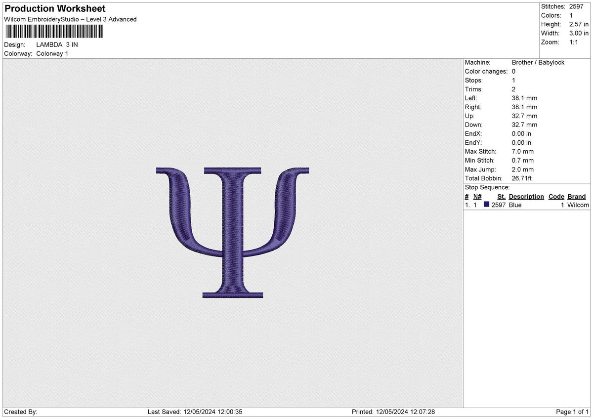 LAMBDA Embroidery File 6 size