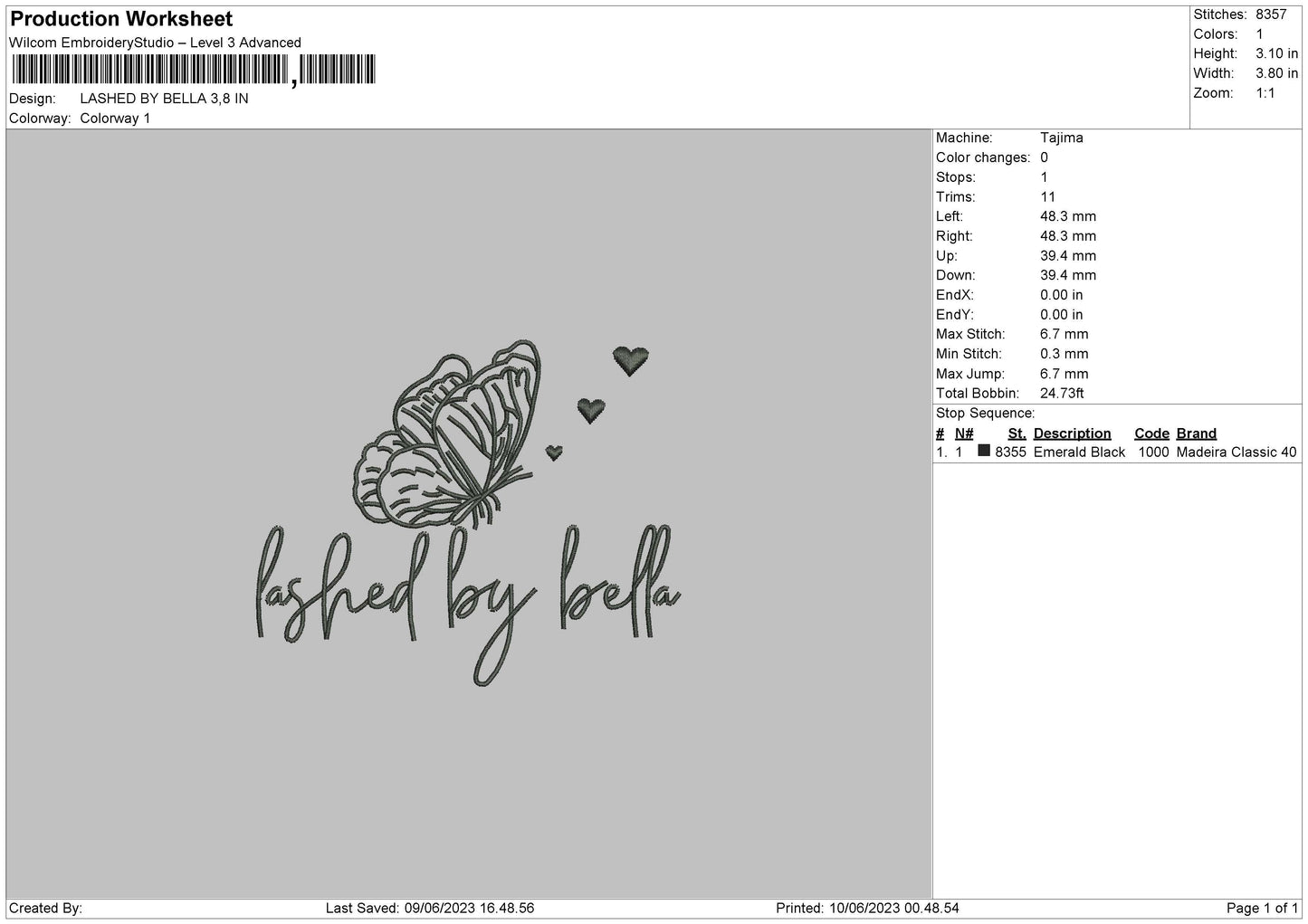 Lashed By Bella Embroidery File 6 sizes