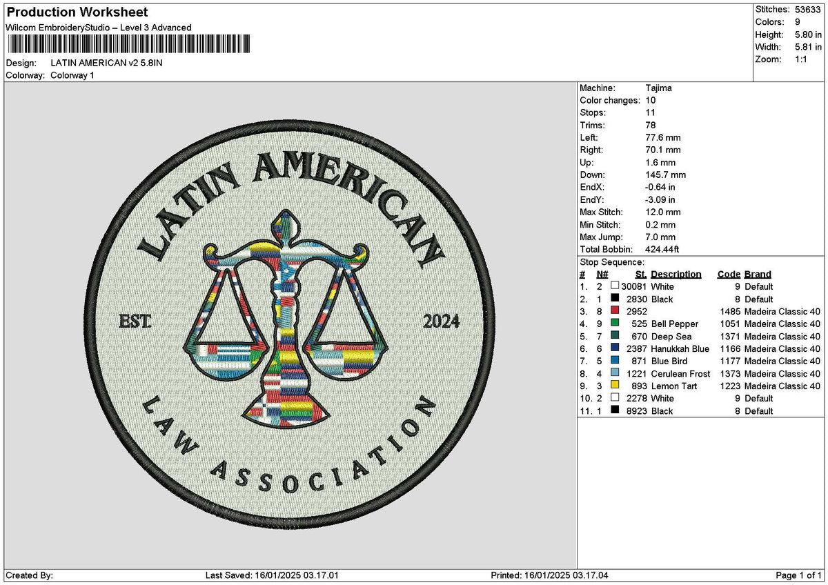 Latincircle 1601 Embroidery File 6 sizes