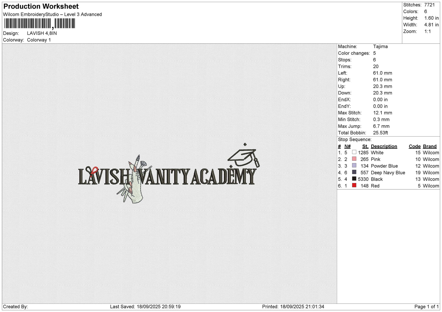 LAVISH Embroidery File 6 size