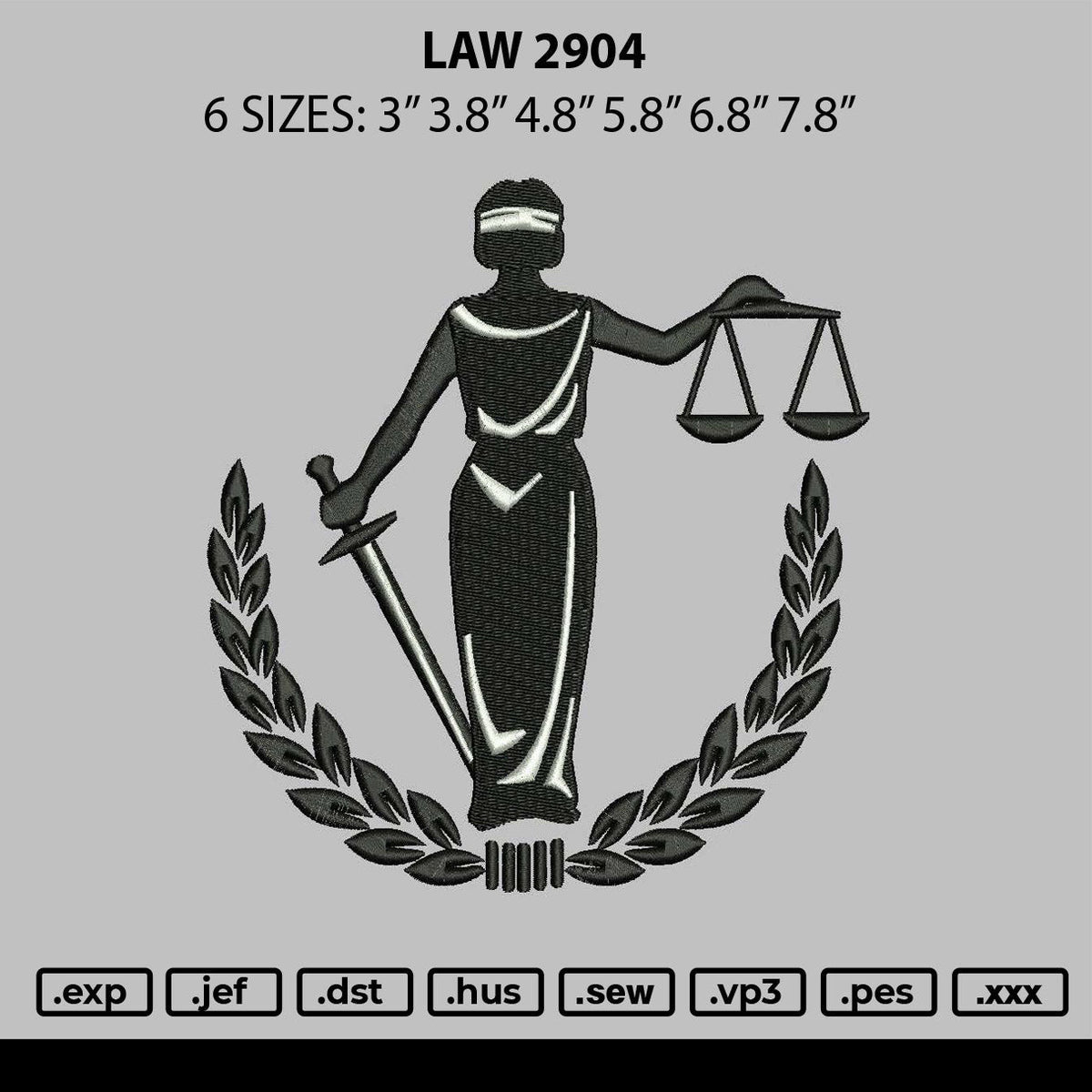 Law 2903 Embroidery File 6 sizes