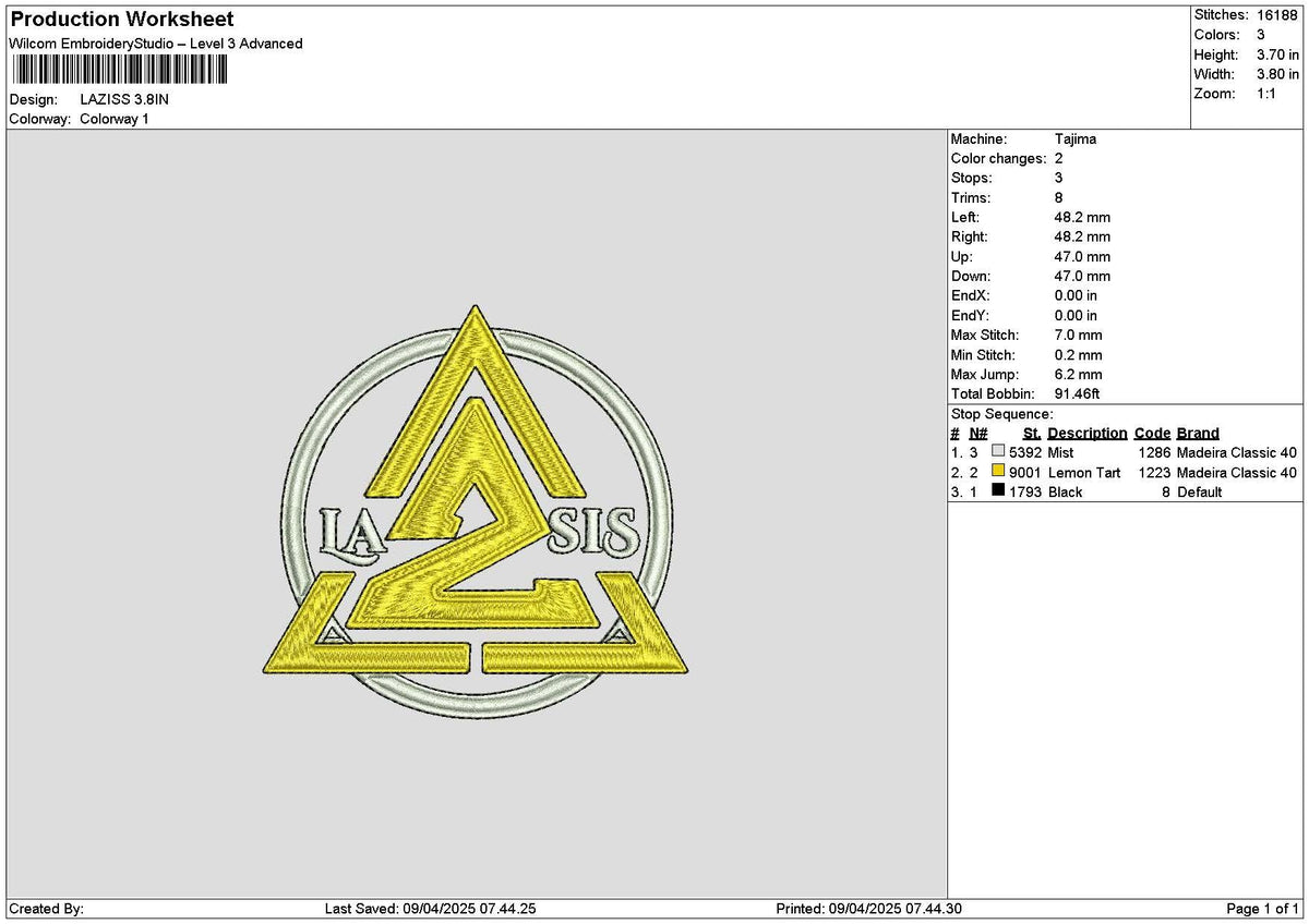 Lazsistext Embroidery File 6 sizes