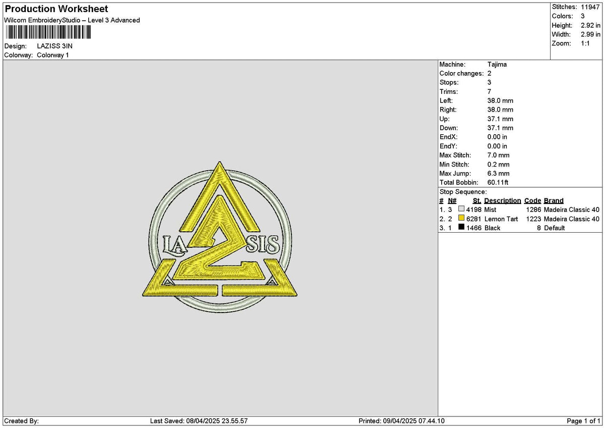 Lazsistext Embroidery File 6 sizes