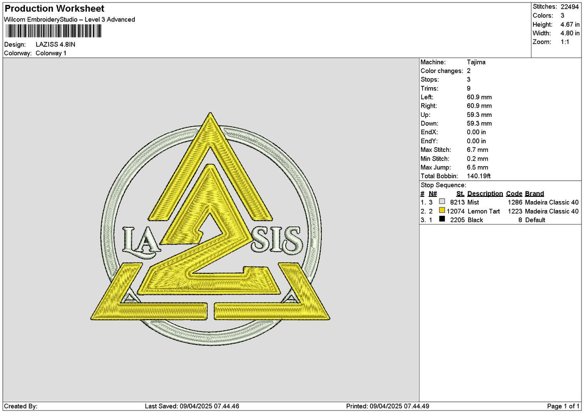 Lazsistext Embroidery File 6 sizes