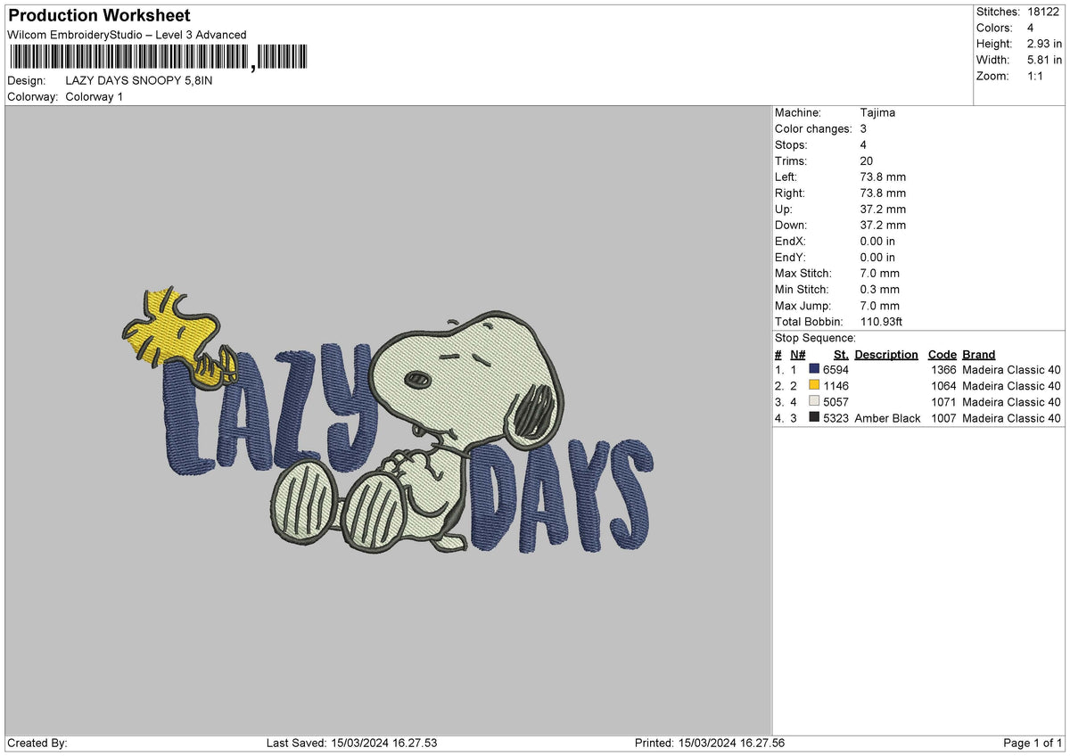 Snoopytext 1503 Embroidery File 6 sizes