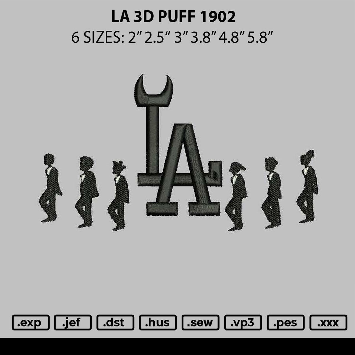 La 3D Puff 1902 Embroidery File 6 sizes