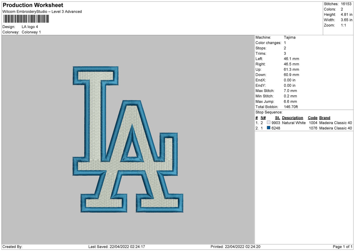 LA Logo Embroidery