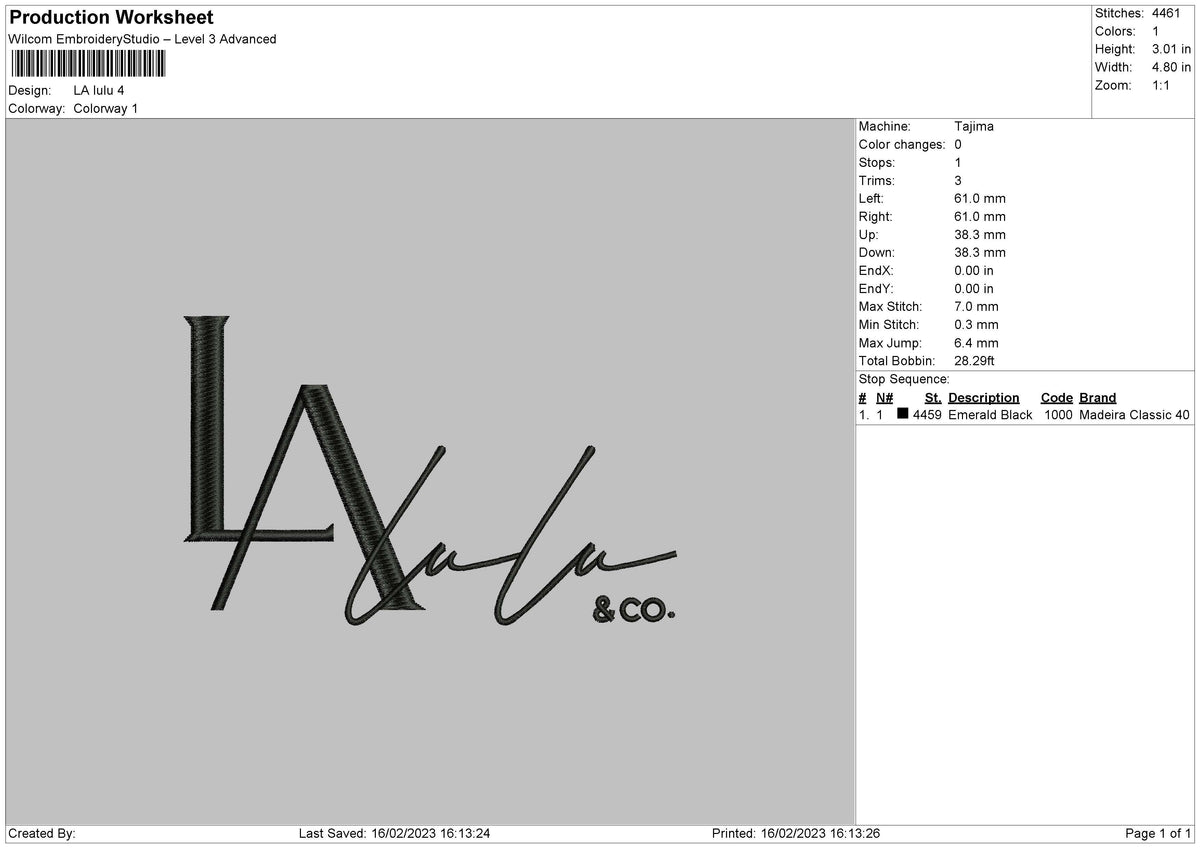 La Lulu Embroidery File 6 sizes